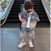 Ultraman-Themed Cartoon Shirt & Shorts Set for Boys (1-5 Years)