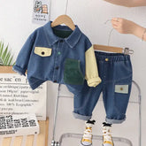Boys Color Block Denim Jacket & Pants Set (1-5 Years)