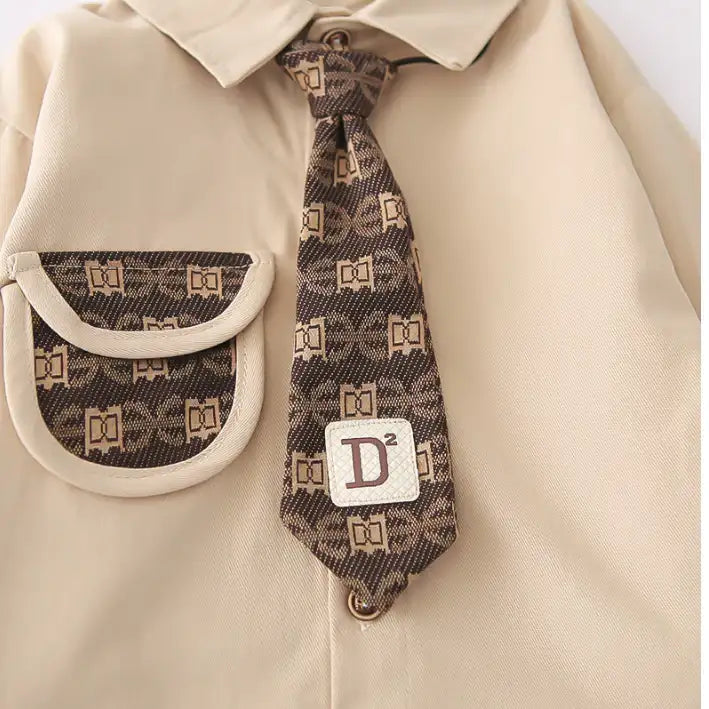 2-Piece Kids Formal Outfit – Shirt & Pants (Black or Beige, 1-5 Years)