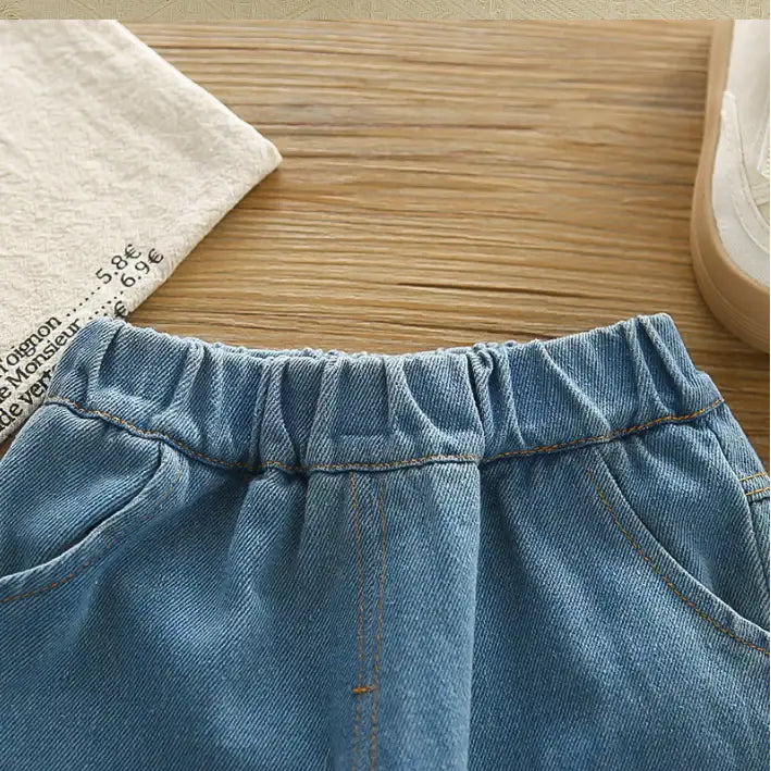 2-Piece Kids Bear Outfit with Denim Skirt – Pink or Red (1-5 Years)