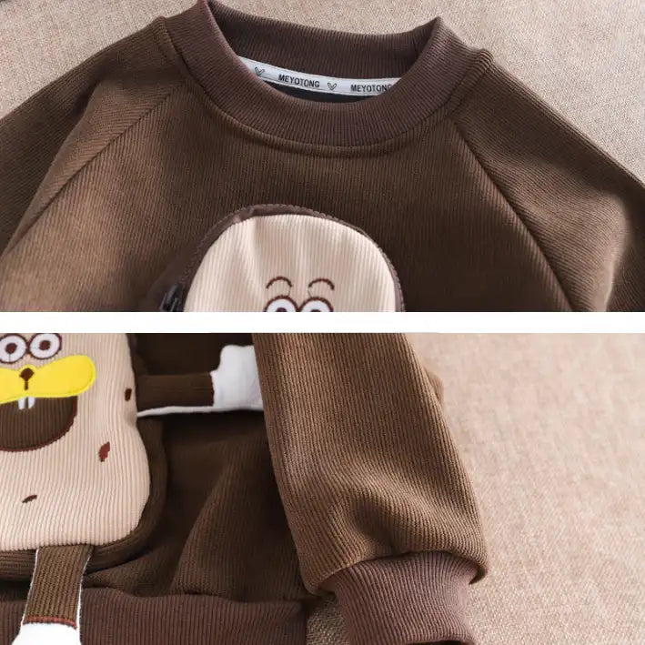 2-Piece Character Sweatshirt & Pants Set β Navy or Brown (1-5 Years)