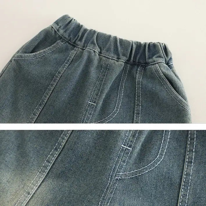 Kids Cartoon Sweatshirt & Jeans Outfit β Beige (1-5 Years)