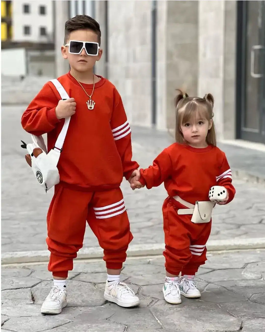 Orange Striped Tracksuit Set – Unisex 2–7Y
