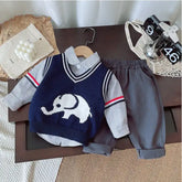 Boys 3-Piece Elephant Vest, Shirt & Pants Set (1-5 Years)