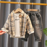 Boys 3-Piece Plaid Shirt, T-Shirt & Jeans Outfit (1-5 Years)