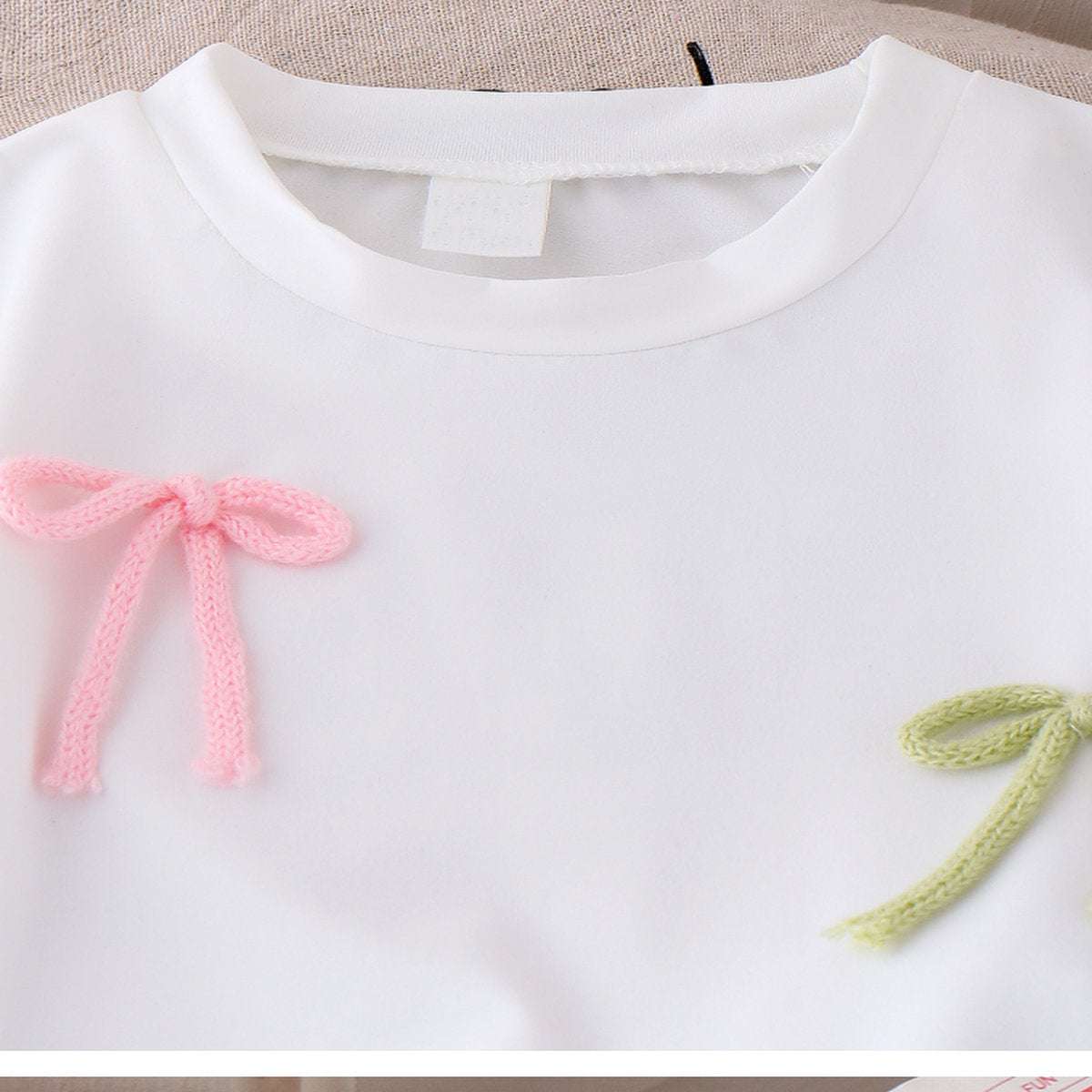 Girls' Summer Set – Bow Detail White T-Shirt & Denim Shorts (1-6 Years)