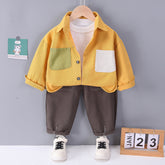 Toddler 3-Piece Color Block Shirt, T-Shirt & Pants Set – Yellow, Green, White (1-5 Years)