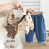 Toddler 3-Piece Sweatshirt, Pants & Bonus Bag Set – Khaki or Green (1-5 Years)