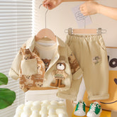 3-Piece Kids Bear Outfit – Beige (1-5 Years)
