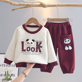 2-Piece Kids Panda Outfit – Burgundy or Navy (1-5 Years)