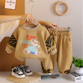 Bear Print Sweatshirt & Pants Set – Cream, Navy or Beige (1-5 Years)