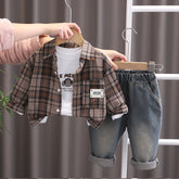 Boys 3-Piece Plaid Shirt, T-Shirt & Jeans Set (1-5 Years)