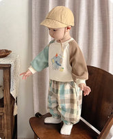 Boys Sweatshirt & Plaid Pants Outfit Set | 1–4 Years