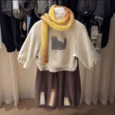 Cat Print Cream & Brown 2-Piece Outfit