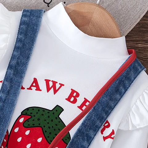 3-Piece Strawberry Suspender Dress Set with Matching Bag (6M–3Y)