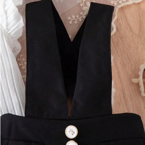 Classic Suspender Skirt Set with Pleats & Matching Beret (1-4 Years)