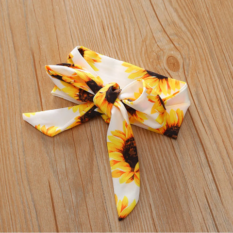 Sunflower Off-Shoulder Top & Light Denim Pants Set (1-5 Years)