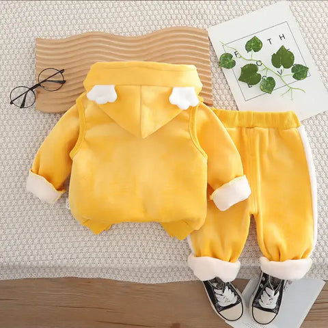 Girls 3-Piece Hoodie, Sweatshirt & Pants Set – Yellow, Pink, Purple (1-6 Years)