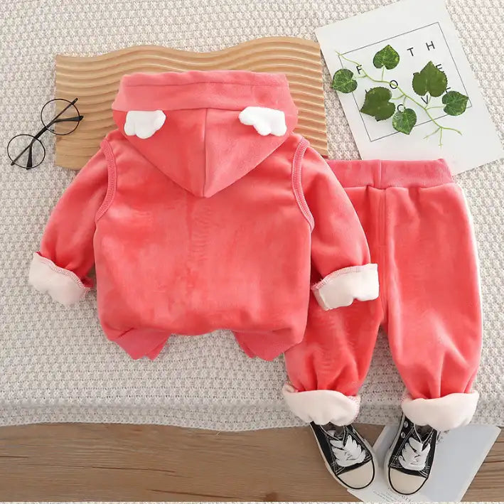 Girls 3-Piece Hoodie, Sweatshirt & Pants Set – Yellow, Pink, Purple (1-6 Years)