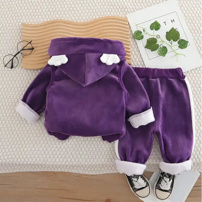 Girls 3-Piece Hoodie, Sweatshirt & Pants Set – Yellow, Pink, Purple (1-6 Years)