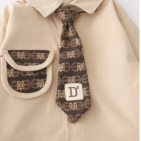 2-Piece Kids Formal Outfit – Shirt & Pants (Black or Beige, 1-5 Years)