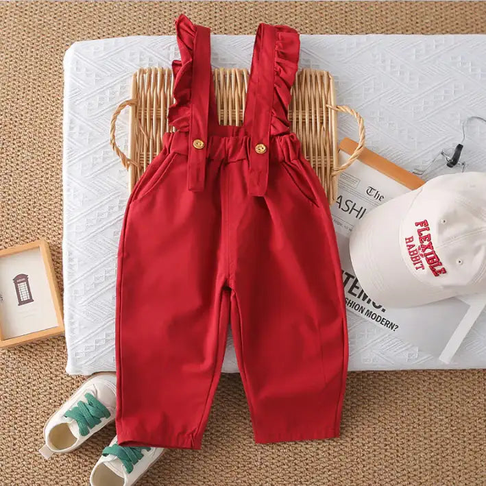 2-Piece Kids Suspender Outfit – Red, Pink or Blue (1-5 Years)