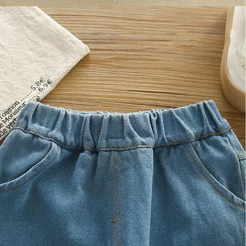 2-Piece Kids Bear Outfit with Denim Skirt – Pink or Red (1-5 Years)