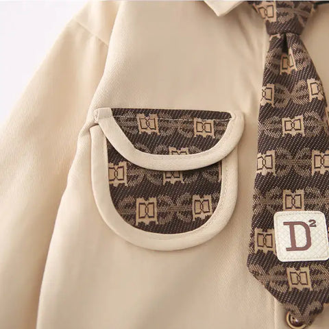 2-Piece Kids Formal Outfit – Shirt & Pants (Black or Beige, 1-5 Years)