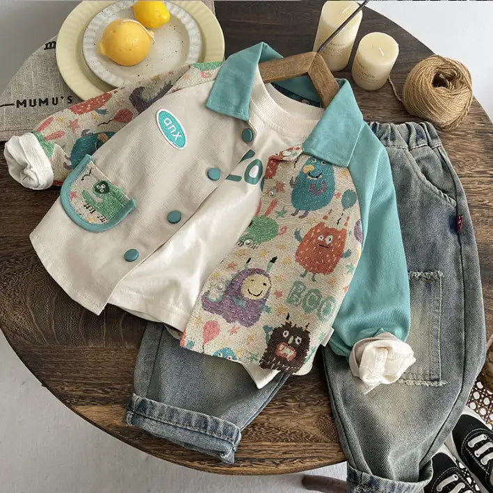3-Piece Kids Jacket & Jeans Outfit – Teal or Coral (1-5 Years)