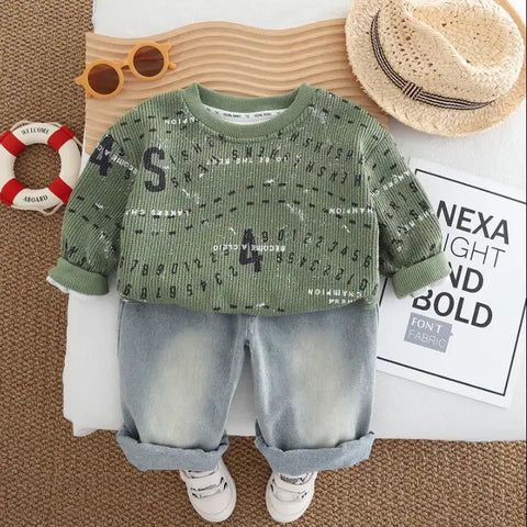 Unisex Kids Number Print Outfit – Green, Beige or Black (1-5 Years)