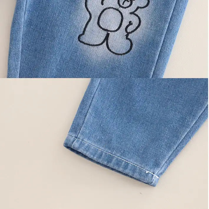 Cartoon Bear Print Sweatshirt & Jeans Set (1-5 Years)