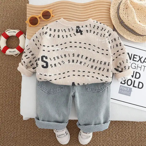 Unisex Kids Number Print Outfit – Green, Beige or Black (1-5 Years)