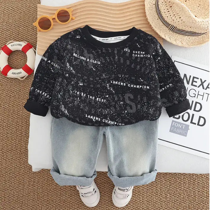 Unisex Kids Number Print Outfit – Green, Beige or Black (1-5 Years)