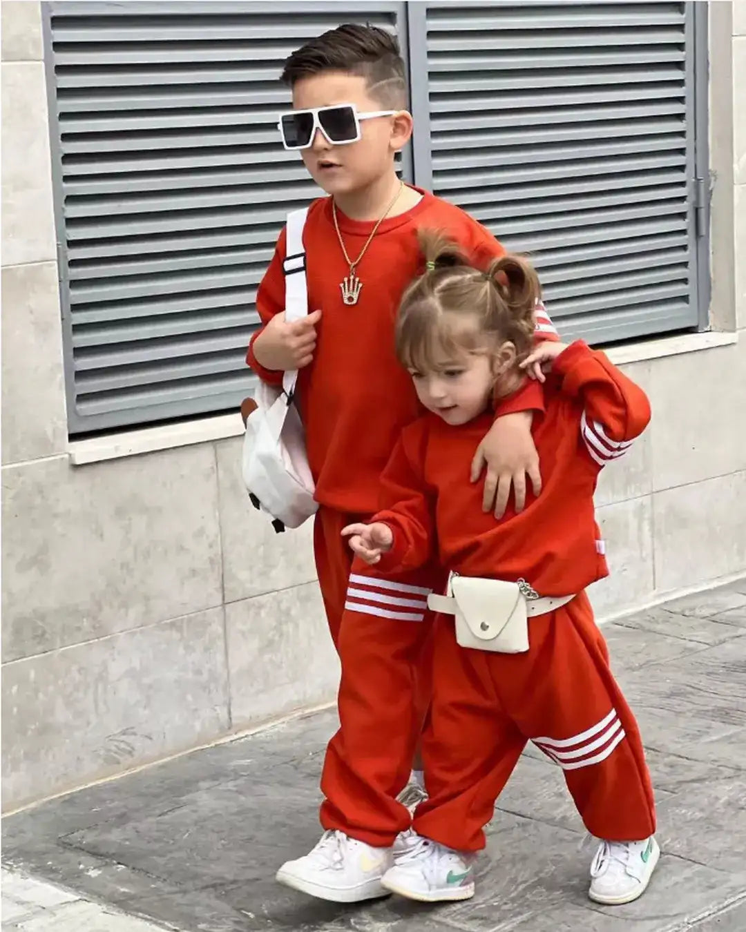 Orange Striped Tracksuit Set – Unisex 2–7Y