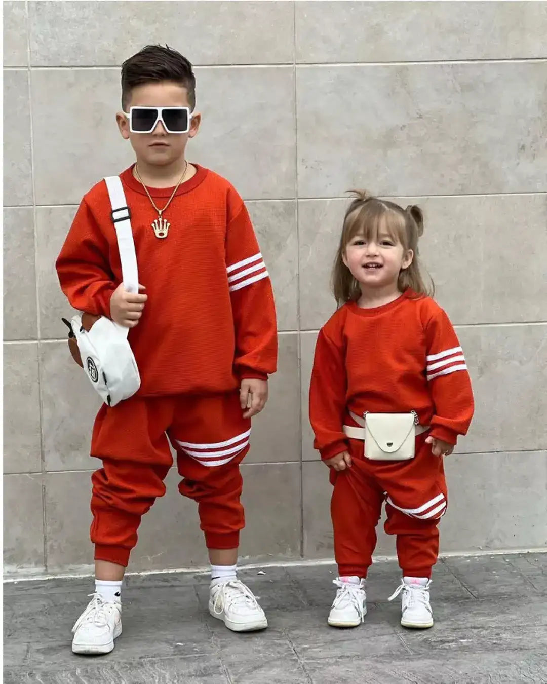 Orange Striped Tracksuit Set – Unisex 2–7Y