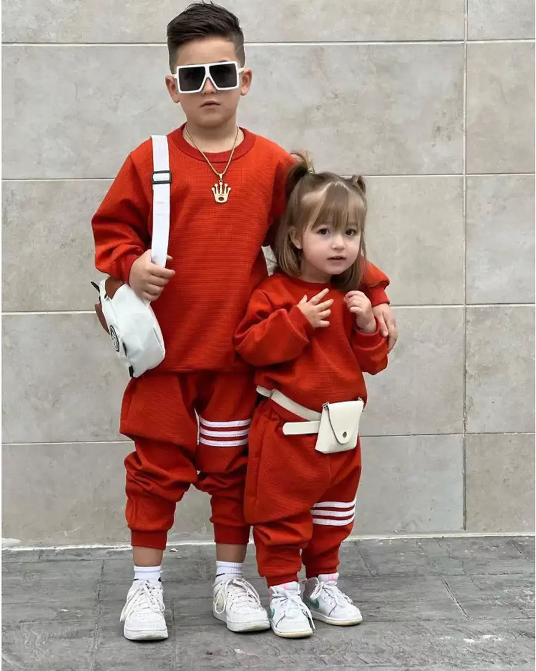 Orange Striped Tracksuit Set – Unisex 2–7Y