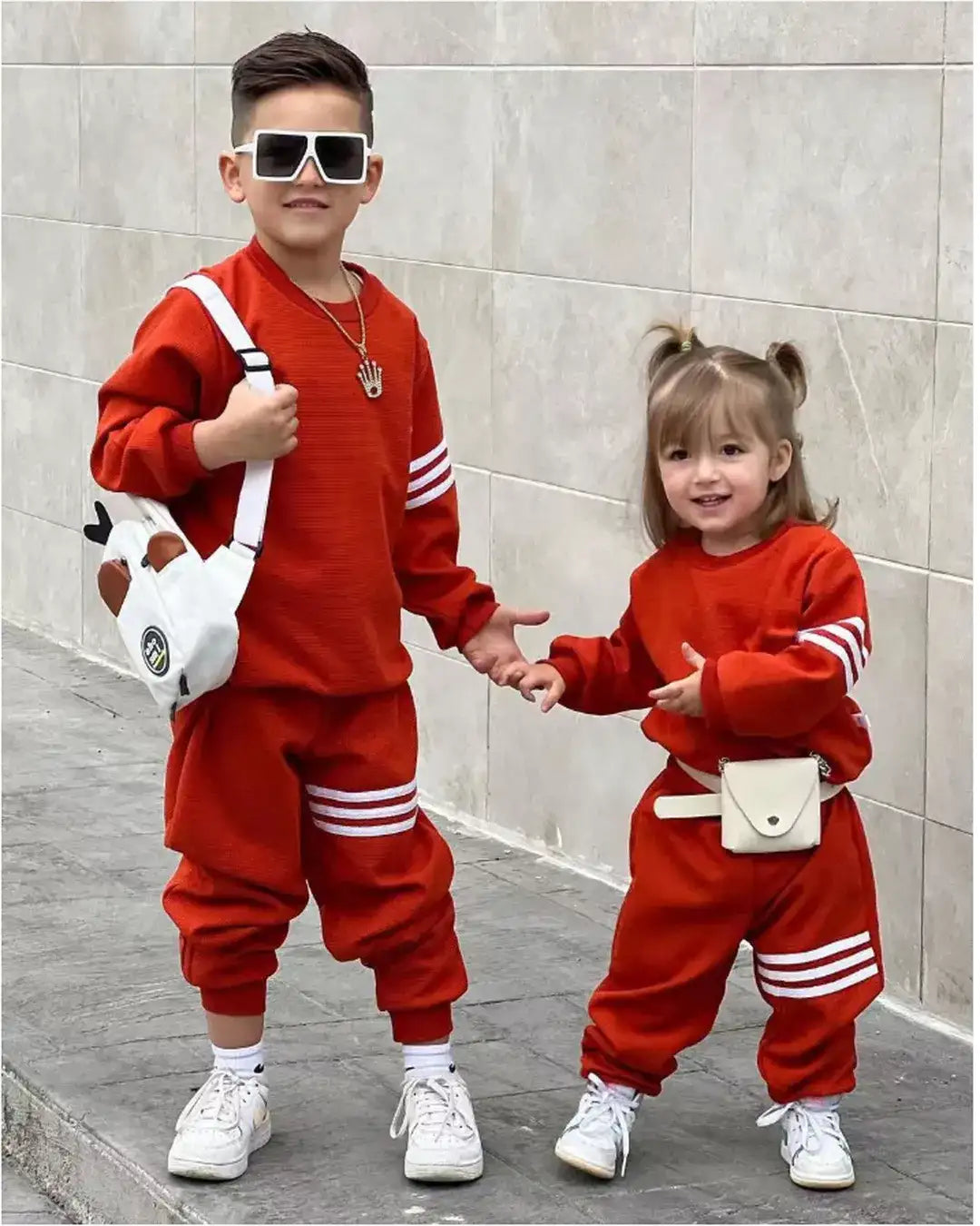 Orange Striped Tracksuit Set – Unisex 2–7Y