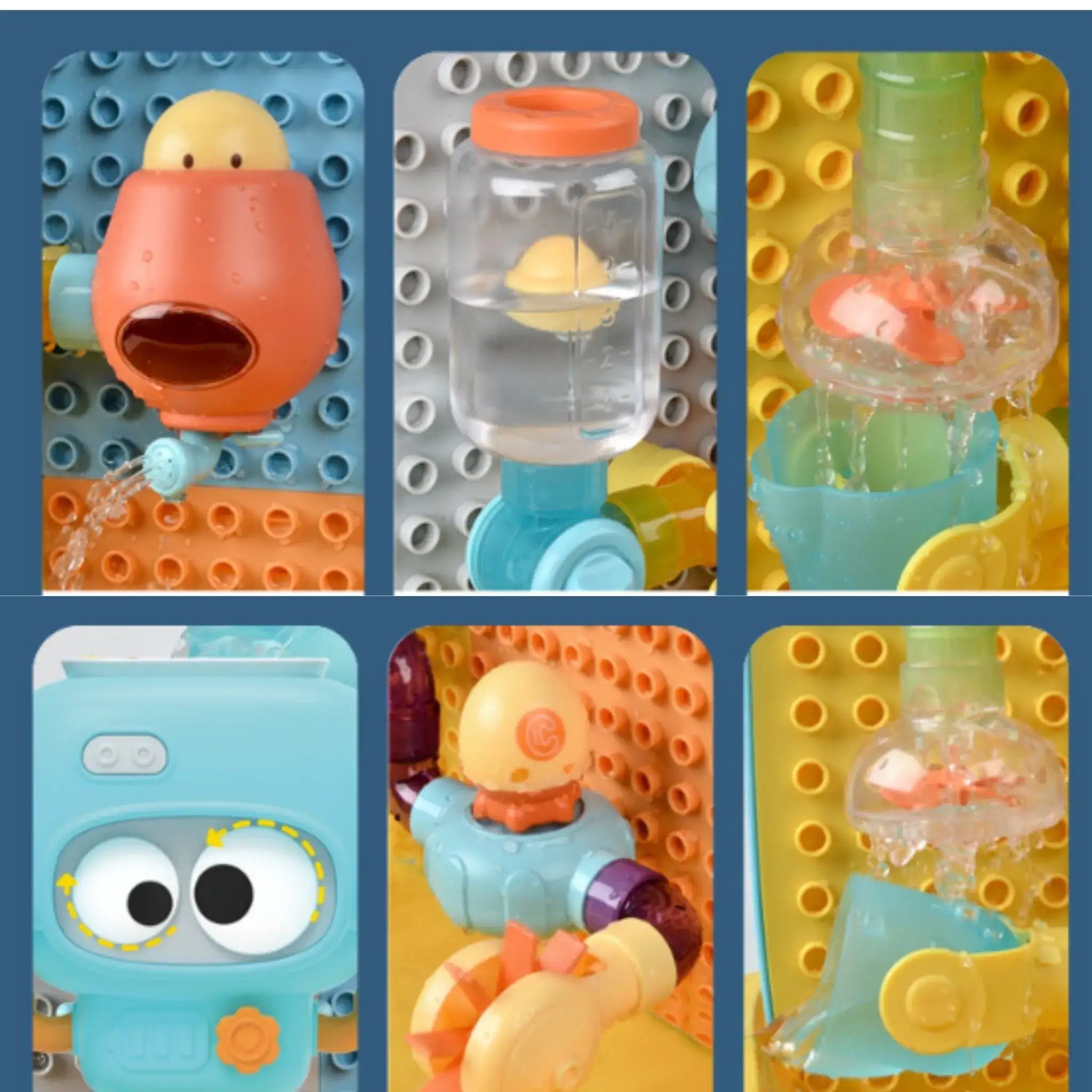 Robot Head Wall-Mounted Water Toy – 27-Piece Bath Fun Set