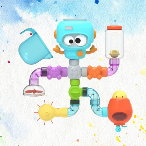 Robot Head Wall-Mounted Water Toy – 27-Piece Bath Fun Set