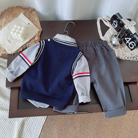 Boys 3-Piece Elephant Vest, Shirt & Pants Set (1-5 Years)