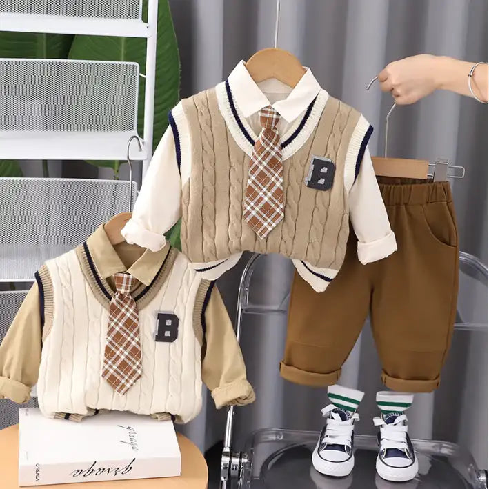 Boys 3-Piece Formal Shirt, Vest & Pants Set (1-5 Years)