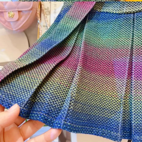 Colorburst Denim Dress with Flower Pin & Belt – Ages 2-8