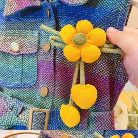 Colorburst Denim Dress with Flower Pin & Belt – Ages 2-8