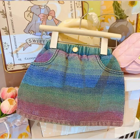 Colorburst Denim Dress with Flower Pin & Belt – Ages 2-8