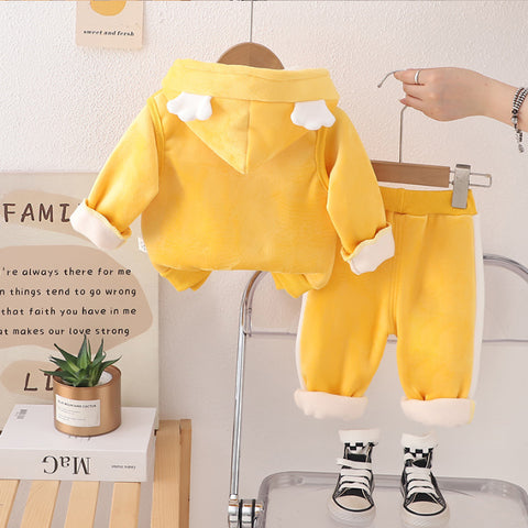 Girls 3-Piece Hoodie, Sweatshirt & Pants Set – Yellow, Pink, Purple (1-6 Years)