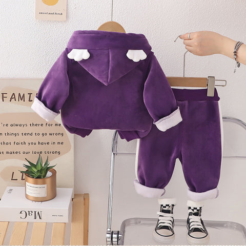 Girls 3-Piece Hoodie, Sweatshirt & Pants Set – Yellow, Pink, Purple (1-6 Years)