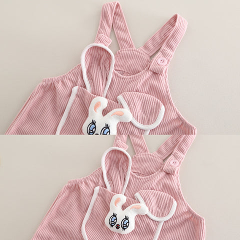 2-Piece Kids Outfit with 3D Bunny Pocket – Pink or Brown (1-5 Years)