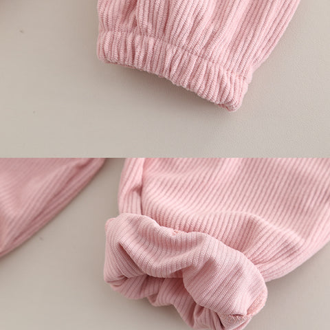 2-Piece Kids Outfit with 3D Bunny Pocket – Pink or Brown (1-5 Years)