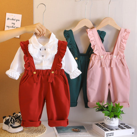 2-Piece Kids Suspender Outfit – Red, Pink or Blue (1-5 Years)