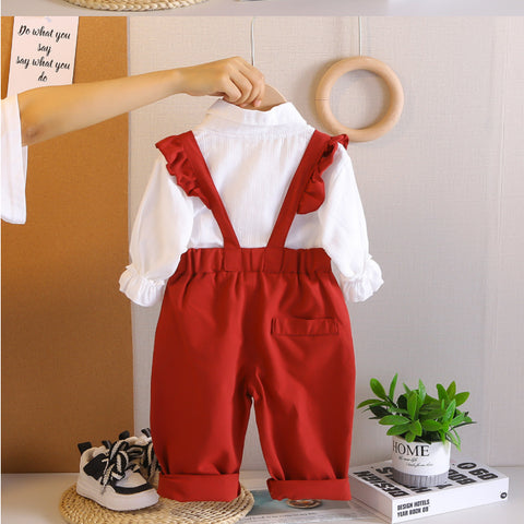 2-Piece Kids Suspender Outfit – Red, Pink or Blue (1-5 Years)